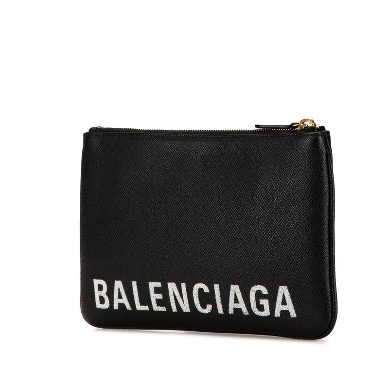 Balenciaga Leather Logo Ville Mini Clutch Bag