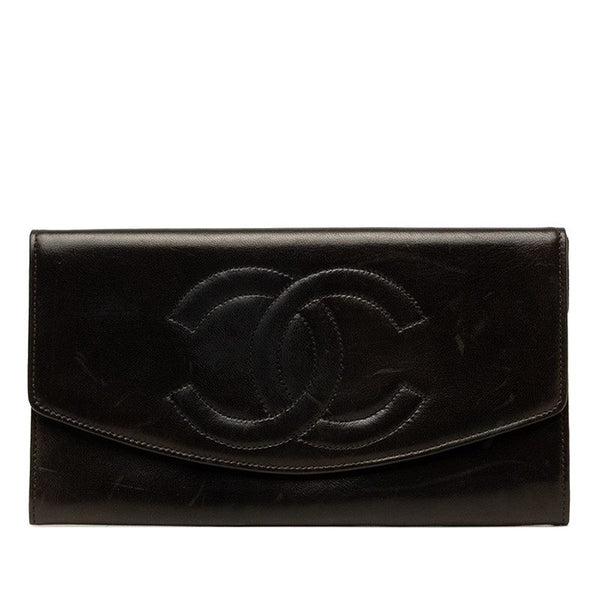 Chanel Coco Mark Lambskin Long Wallet