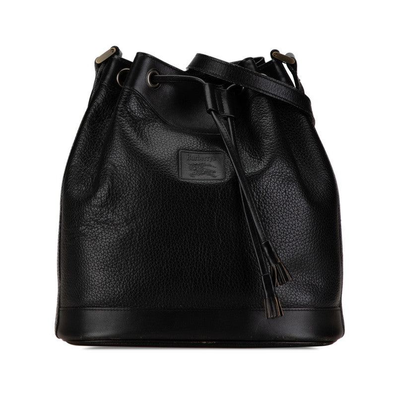 Burberry Leather Nova Check Shadow Horse Drawstring Bag