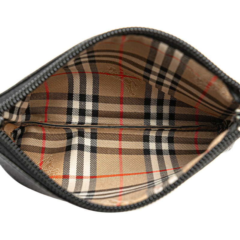 Burberry Leather Nova Check Shadow Horse Drawstring Bag