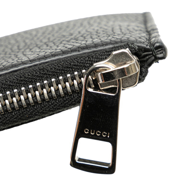 Gucci Leather L-Zip Long Wallet 574745 Black Silver in Great Condition