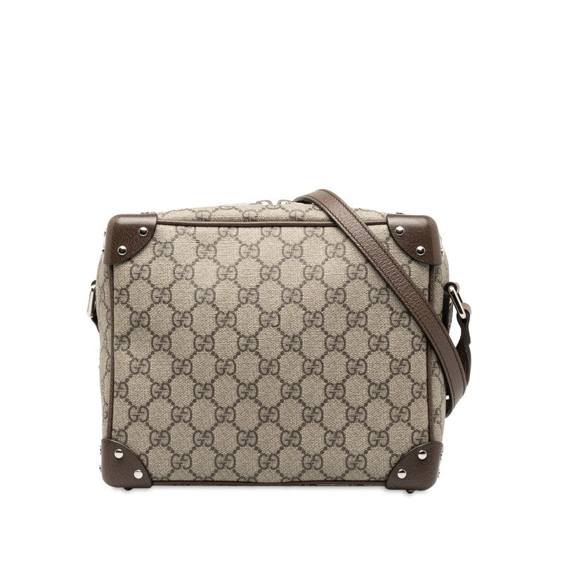 Gucci GG Supreme Shoulder Bag Beige Brown PVC Leather