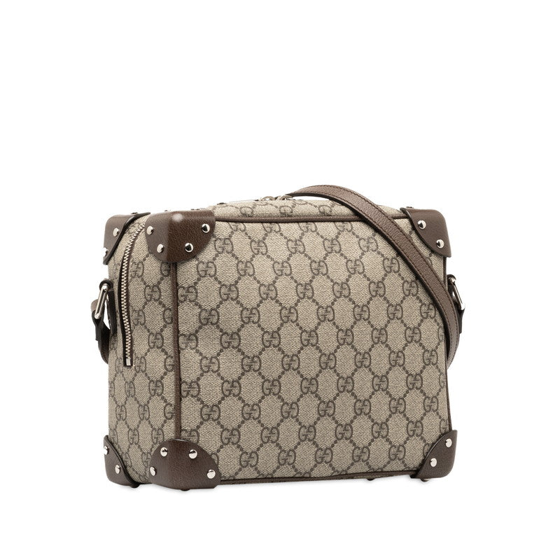 Gucci GG Supreme Shoulder Bag Beige Brown PVC Leather