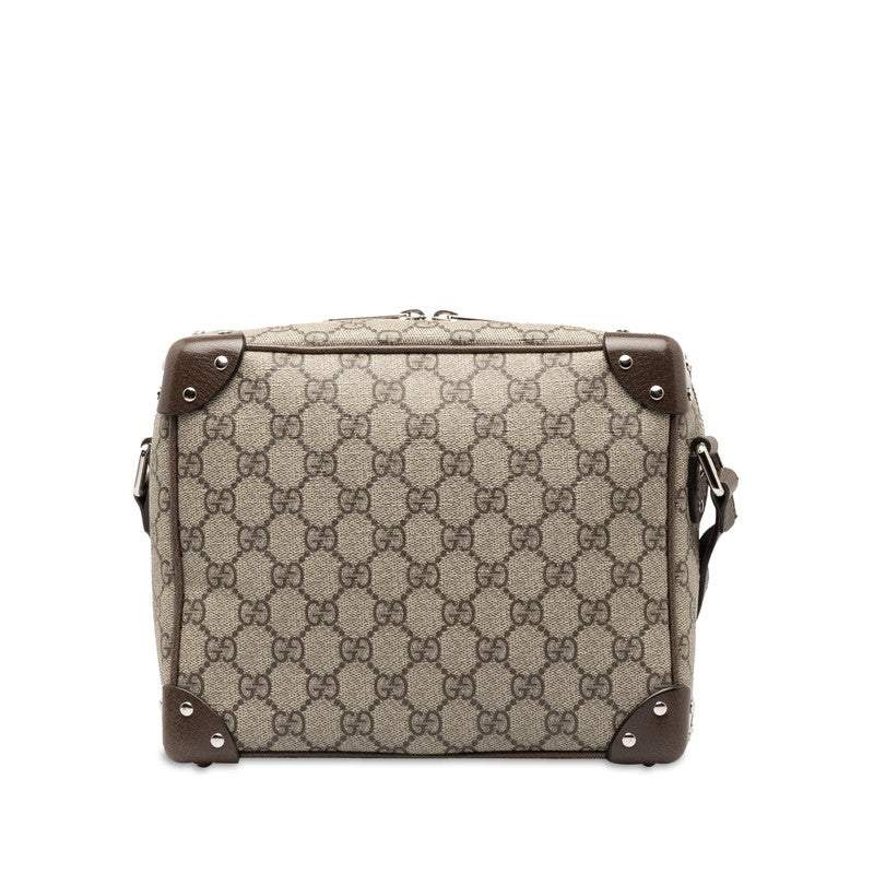 Gucci GG Supreme Shoulder Bag Beige Brown PVC Leather