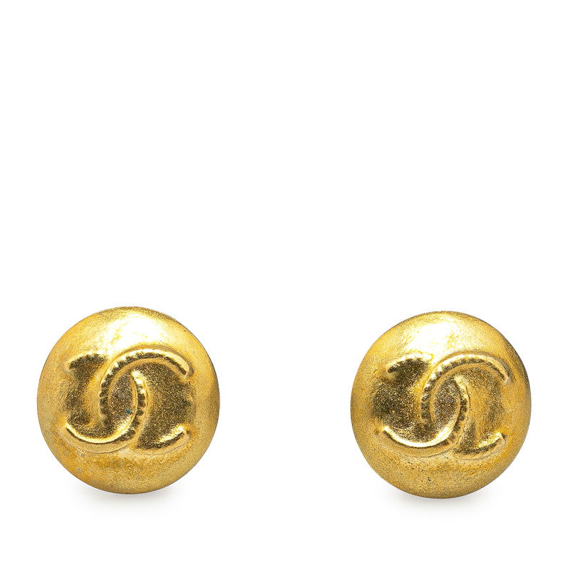 Chanel Vintage Coco Mark Earrings Gold Plated in Very Good Condition