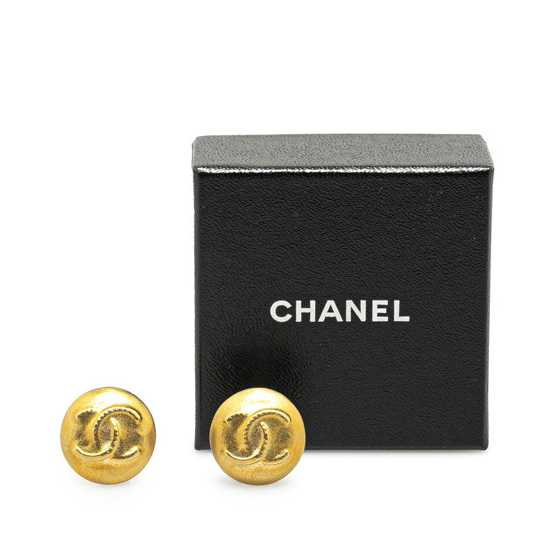 Chanel Vintage Coco Mark Earrings Gold Plated in Very Good Condition