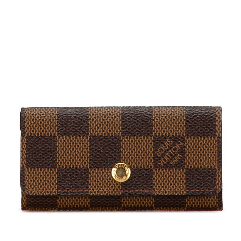 Louis Vuitton Damier Multicles 4 Key Case N62631 Brown PVC Leather in Very Good Condition