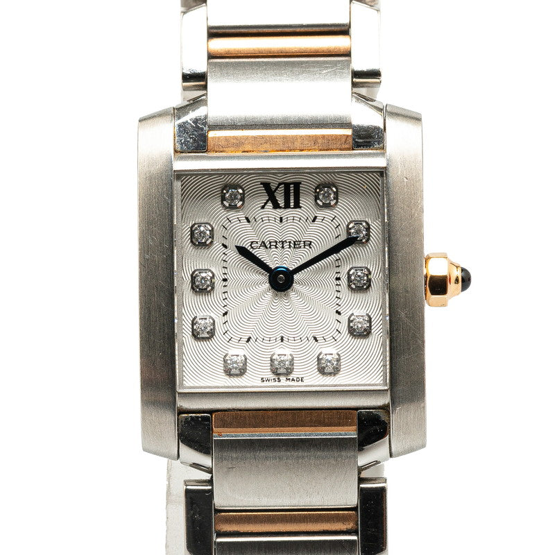 Cartier Tank Francaise SM 11P Quartz Watch Stainless Steel K18PG Pink Gold in Very Good Condition