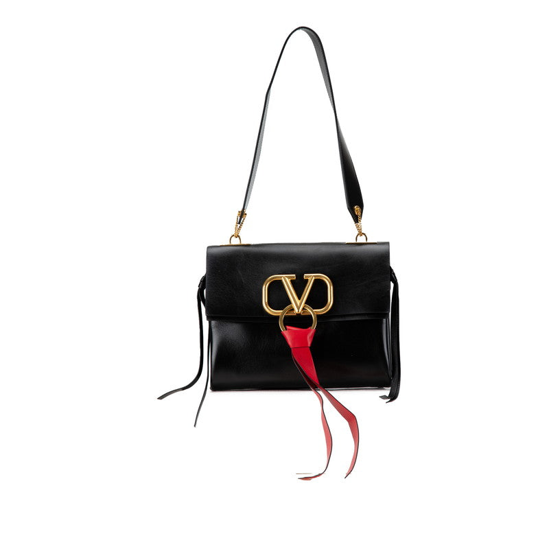 Valentino V Logo Ribbon Leather Handbag