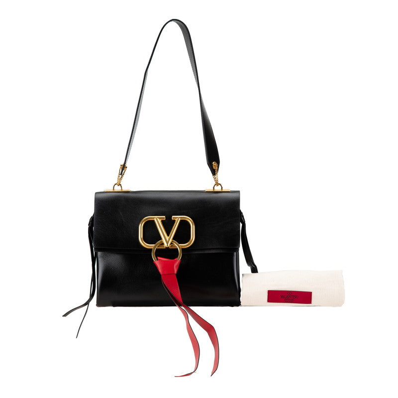 Valentino V Logo Ribbon Leather Handbag