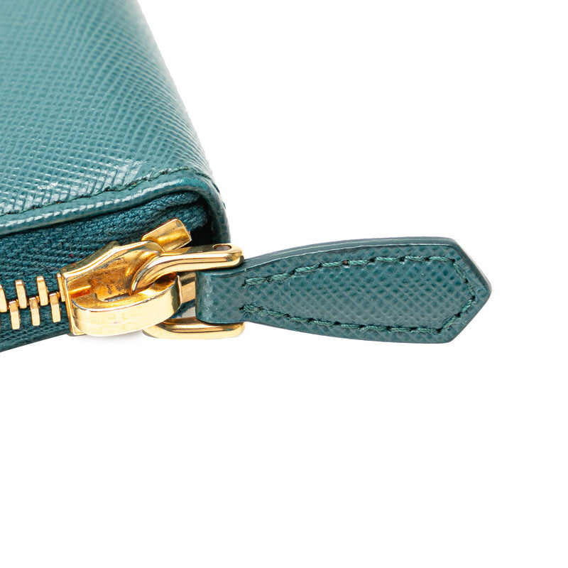 Prada Saffiano Leather Coin Case Turquoise 1M0268