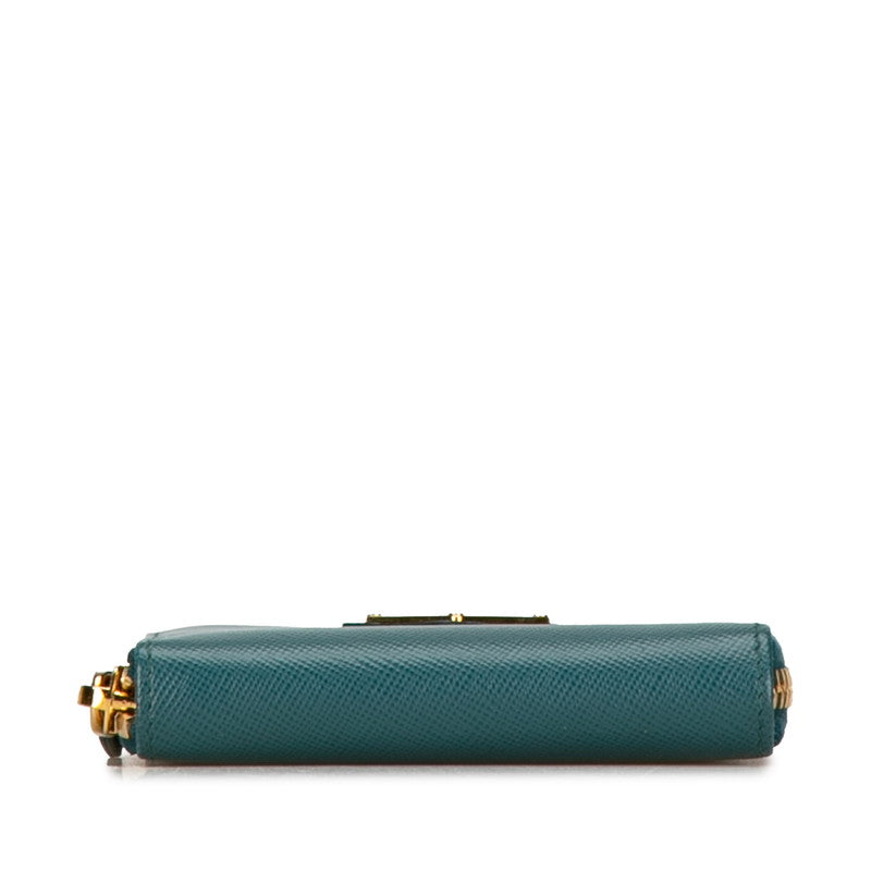 Prada Saffiano Leather Coin Case Turquoise 1M0268