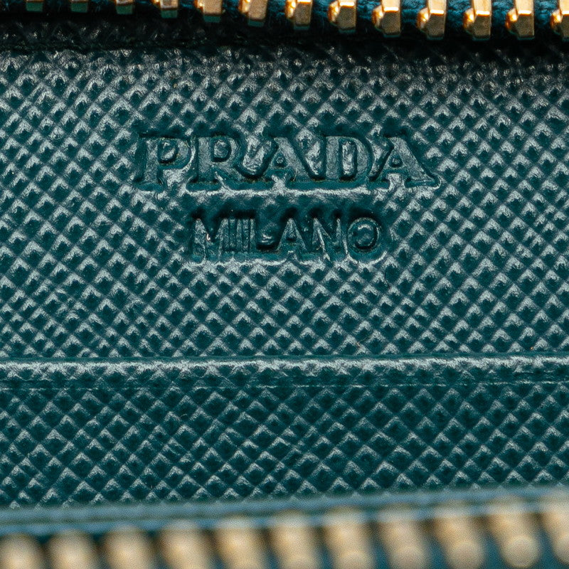 Prada Saffiano Leather Coin Case Turquoise 1M0268