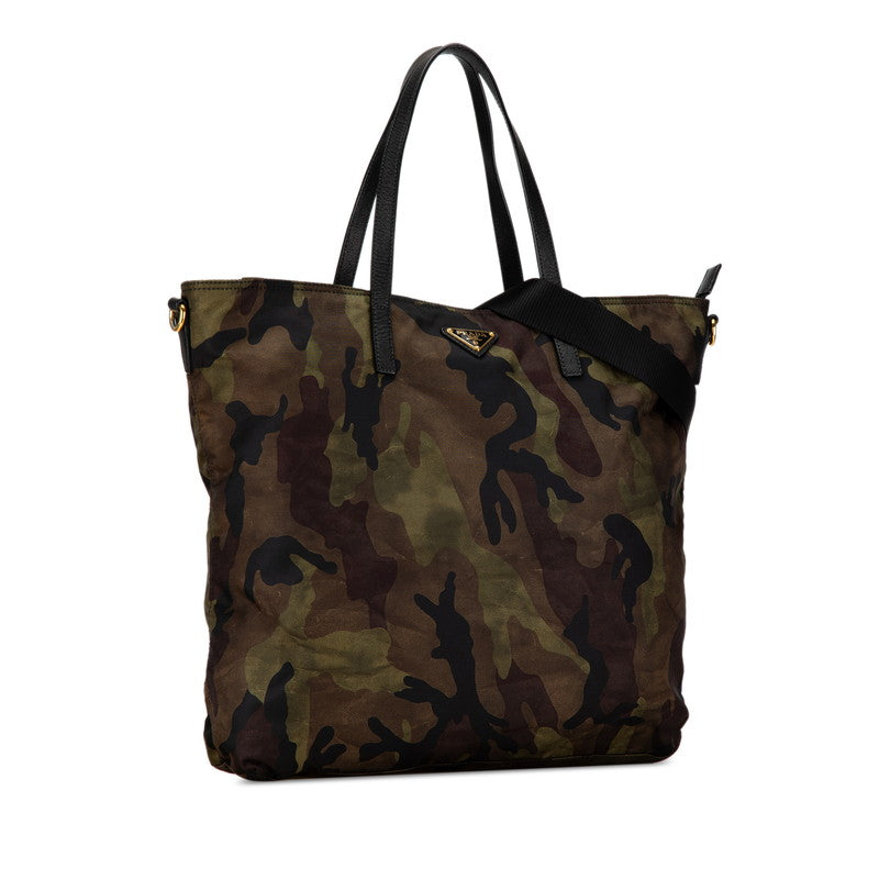 Prada Nylon Leather Camouflage 2WAY Handbag Shoulder Bag