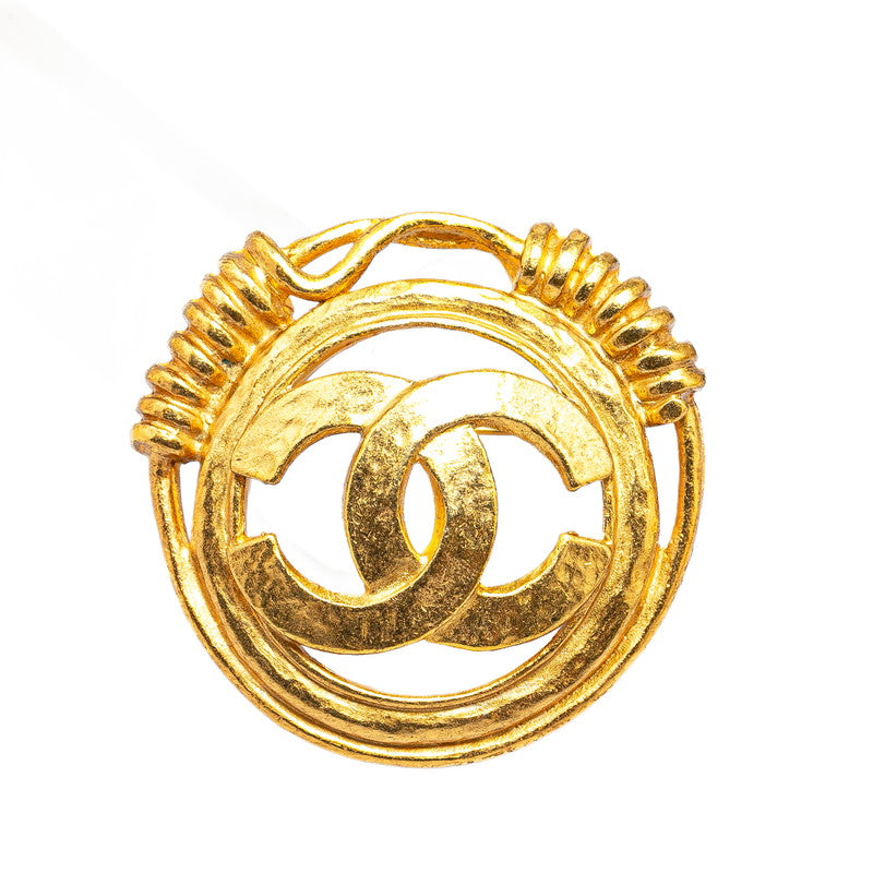 Chanel Vintage Coco Mark Brooch Gold Plated in Very Good Condition