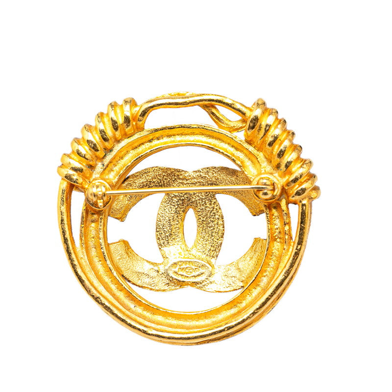 Chanel Vintage Coco Mark Brooch Gold Plated in Very Good Condition