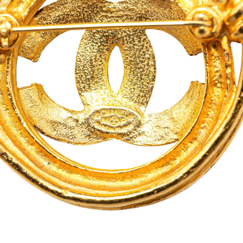 Chanel Vintage Coco Mark Brooch Gold Plated in Very Good Condition