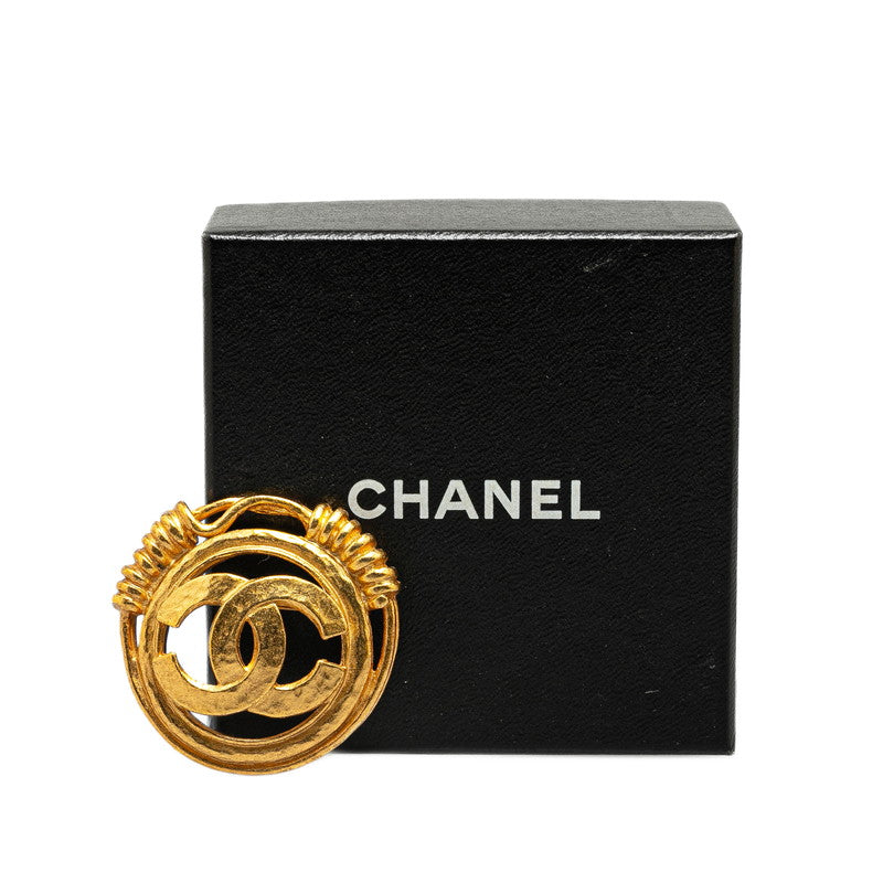 Chanel Vintage Coco Mark Brooch Gold Plated in Very Good Condition