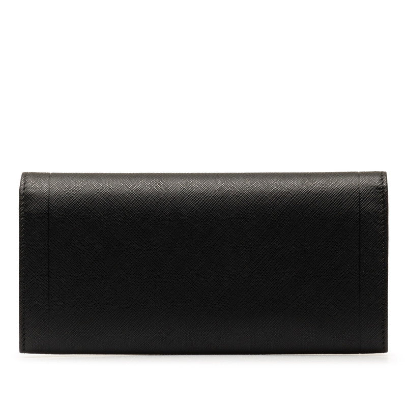 Salvatore Ferragamo Leather Logo Long Wallet Black in Great Condition