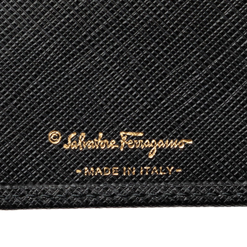 Salvatore Ferragamo Leather Logo Long Wallet Black