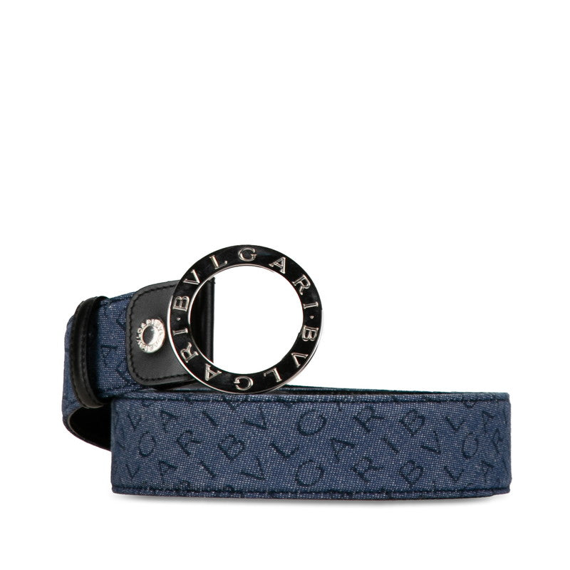 Bvlgari Denim Leather Logo Mania Belt 105/42 in Great Condition