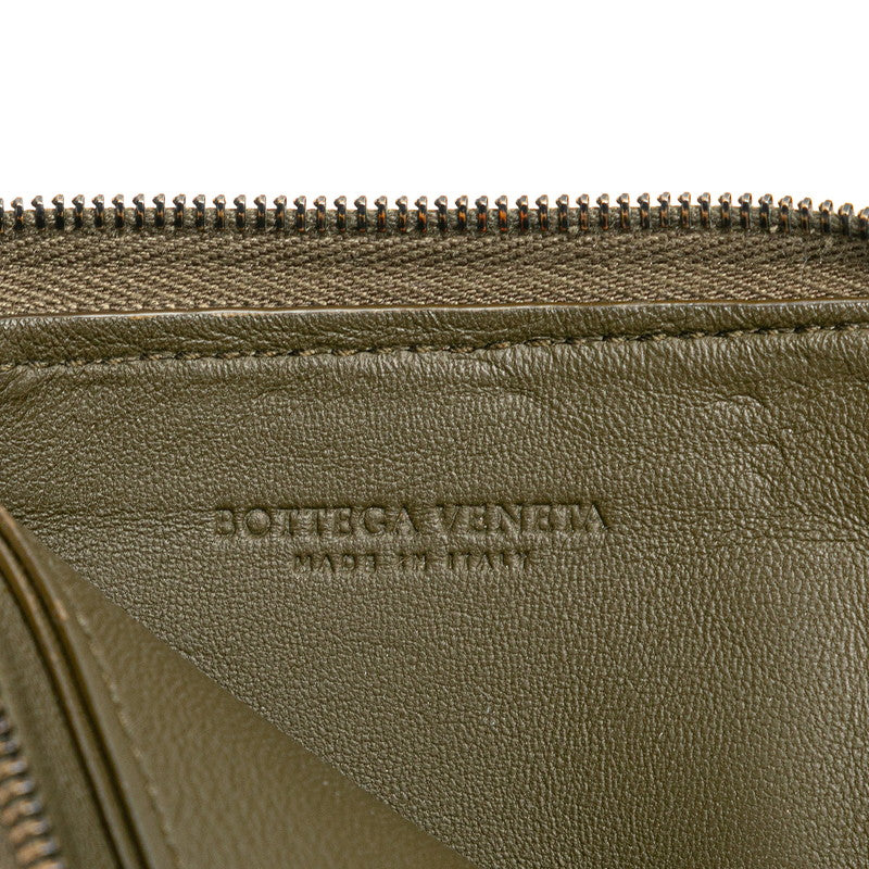 Bottega Veneta Leather Coin Case Khaki Black