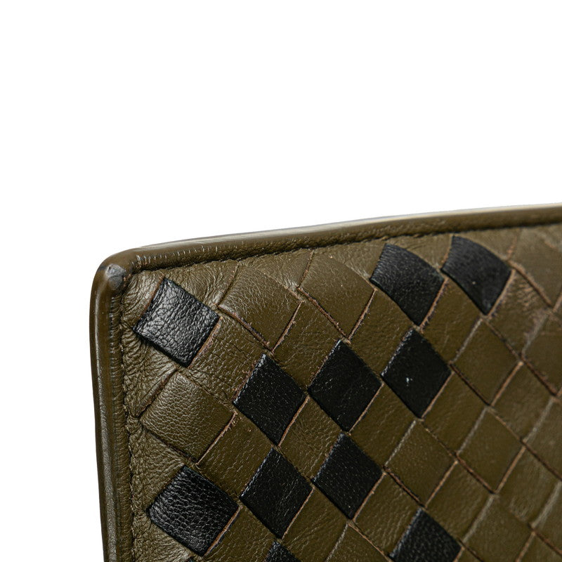 Bottega Veneta Leather Coin Case Khaki Black