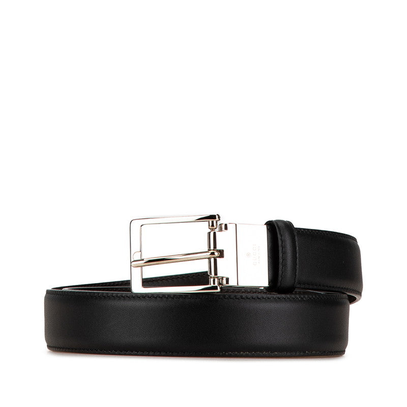 Gucci Leather Reversible Belt Black Silver