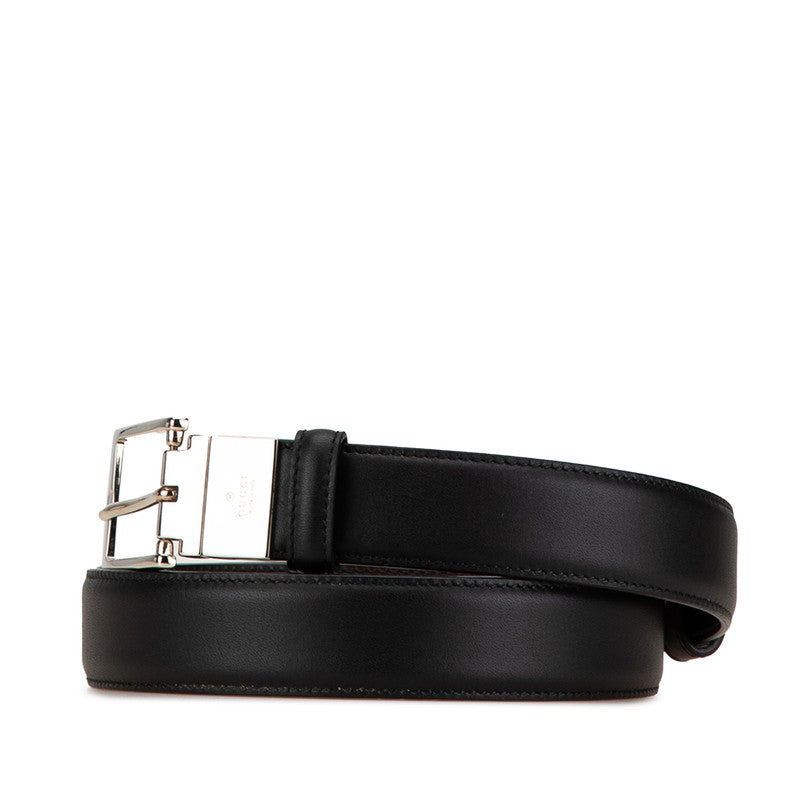 Gucci Leather Reversible Belt Black Silver