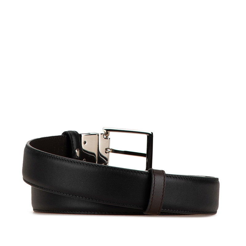 Gucci Leather Reversible Belt Black Silver