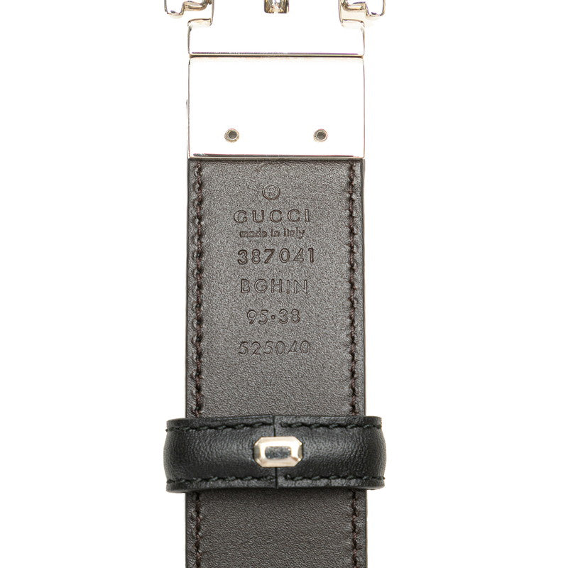 Gucci Leather Reversible Belt Black Silver