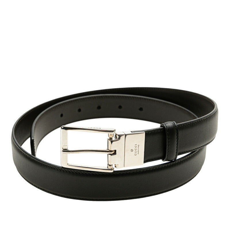 Gucci Leather Reversible Belt Black Silver