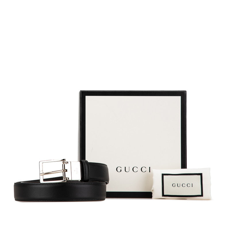 Gucci Leather Reversible Belt Black Silver