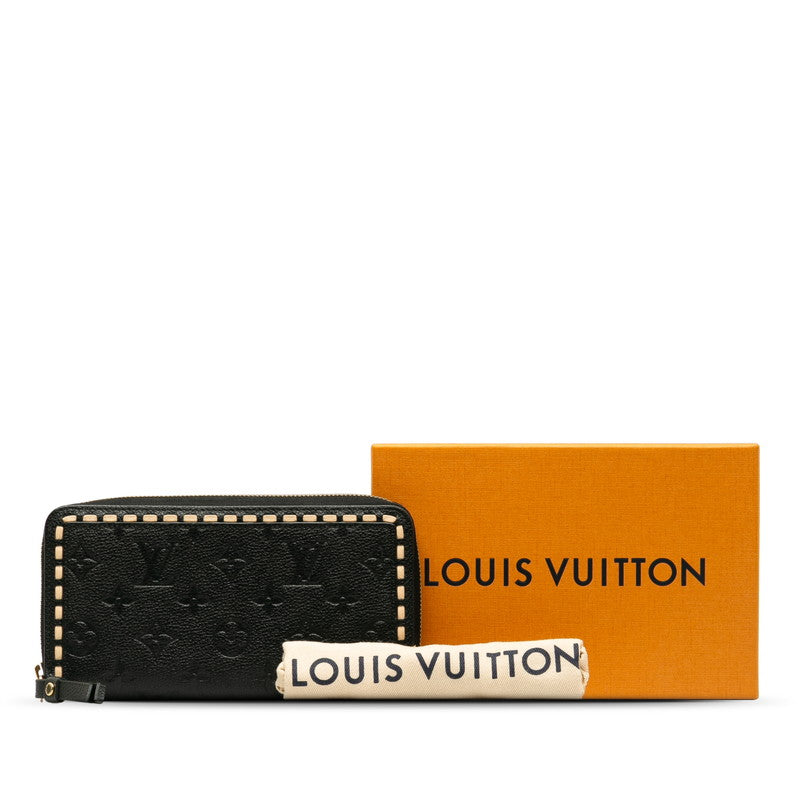 Louis Vuitton Monogram Empreinte Zippy Wallet Black Leather in Very Good Condition