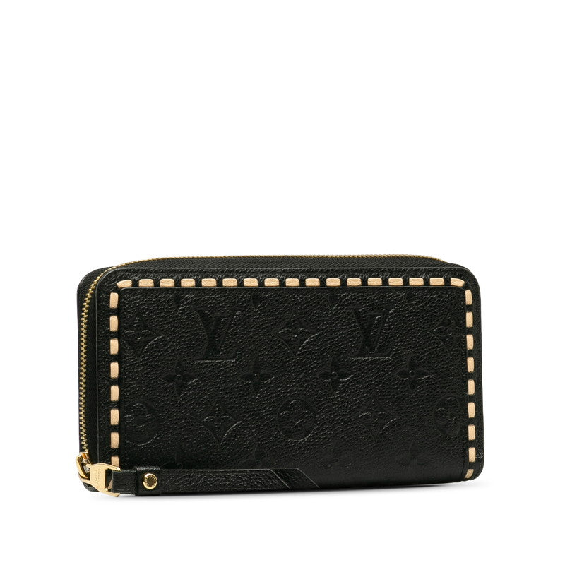 Louis Vuitton Monogram Empreinte Zippy Wallet Black Leather in Very Good Condition