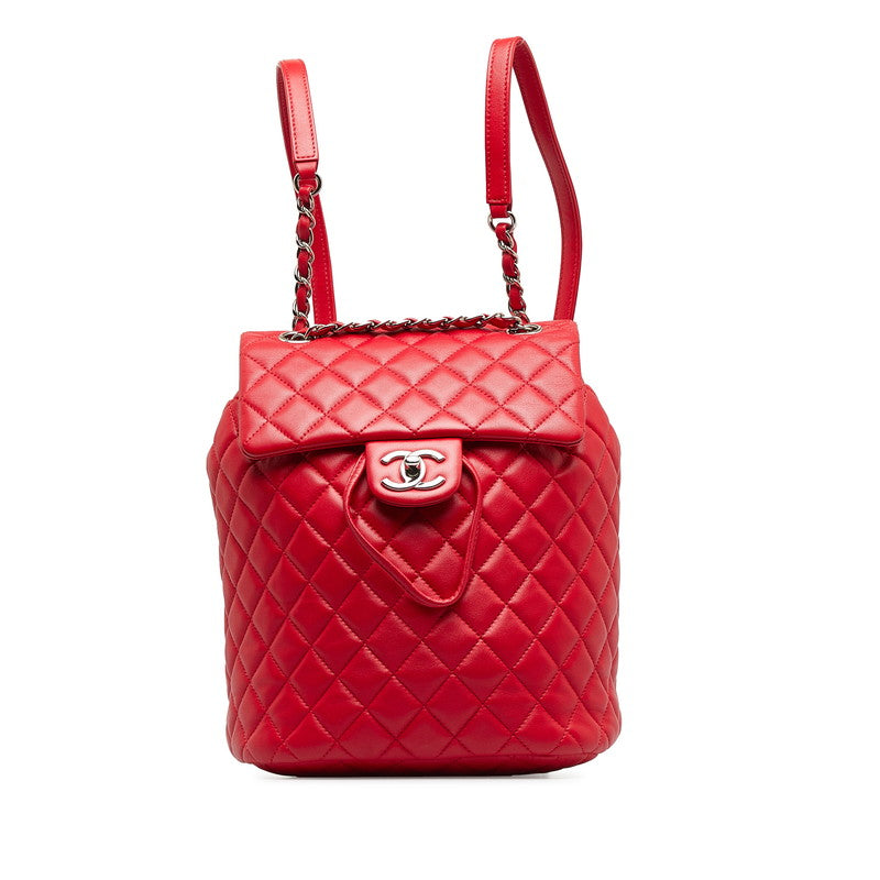 Chanel Matelasse Coco Mark Lambskin Backpack Red