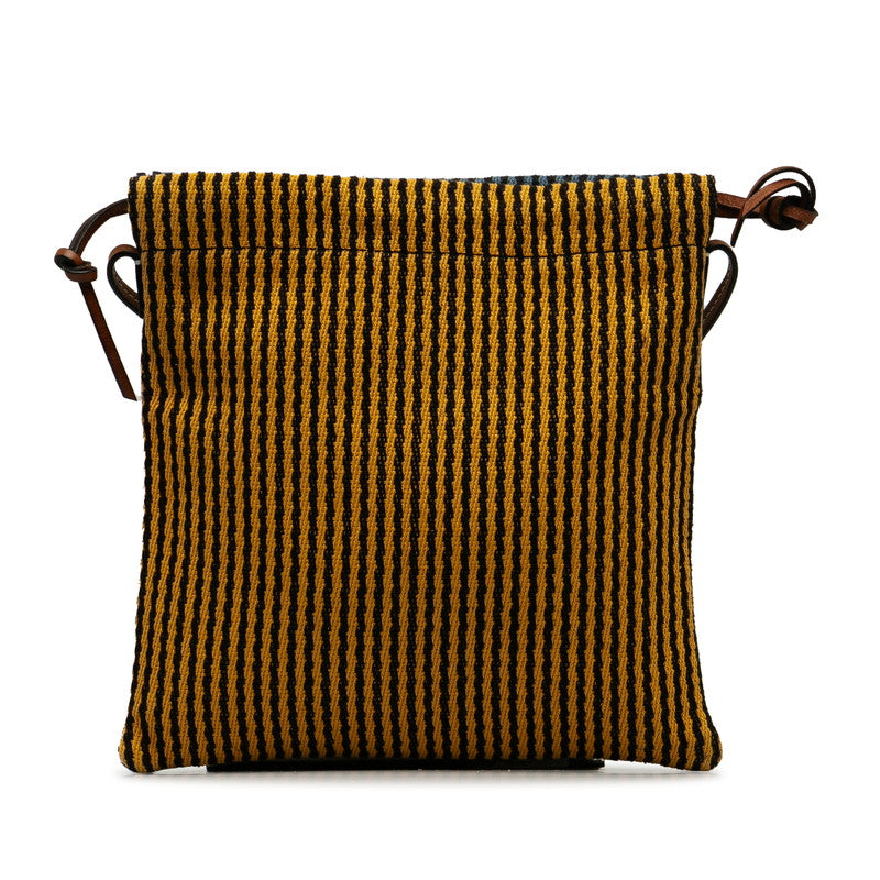 Loewe Canvas Leather Stripe Drawstring Shoulder Bag