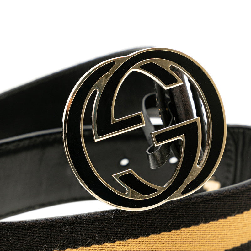 Gucci Interlocking G Leather Canvas Belt