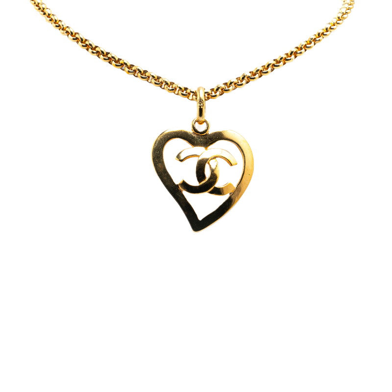 Chanel Vintage Heart Motif Necklace Gold