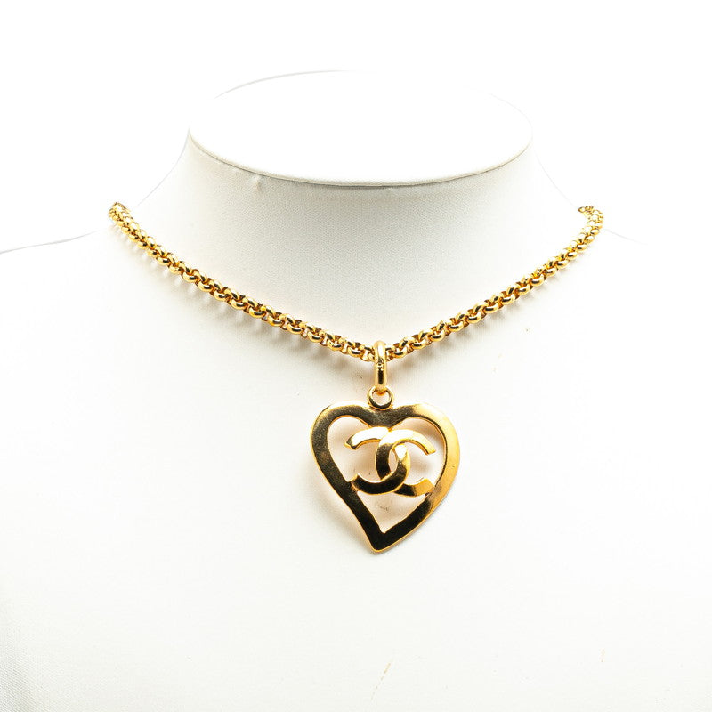 Chanel Vintage Heart Motif Necklace Gold