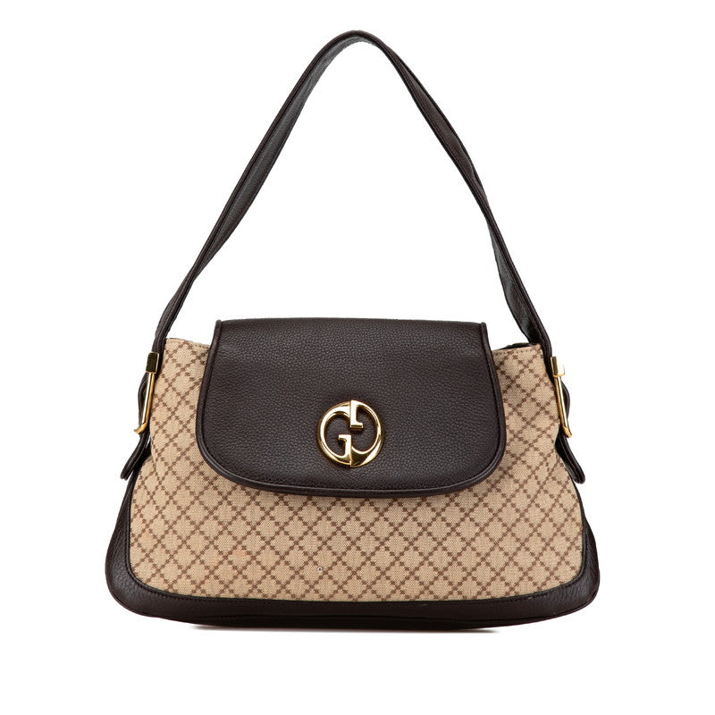 Gucci Diamante Canvas Leather Shoulder Bag