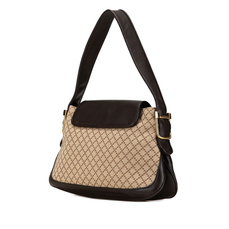 Gucci Diamante Canvas Leather Shoulder Bag