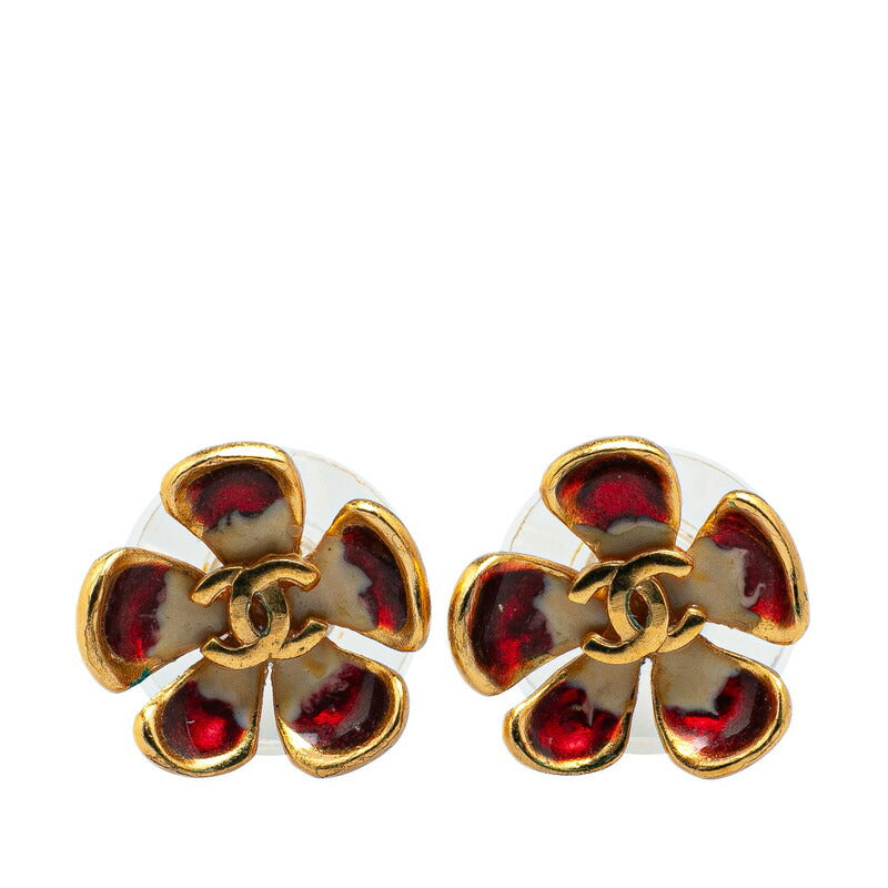 Chanel Gripoix Flower Stud Earrings Gold