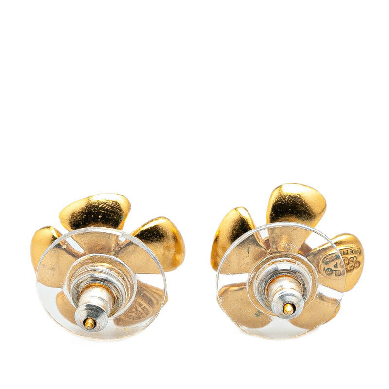 Chanel Gripoix Flower Stud Earrings Gold