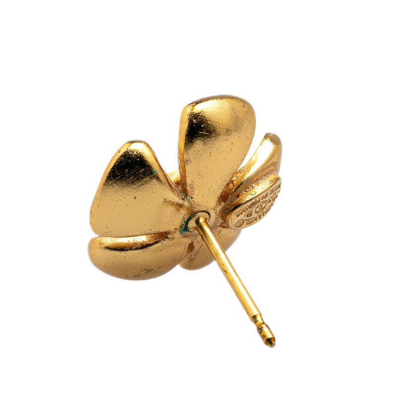 Chanel Gripoix Flower Stud Earrings Gold