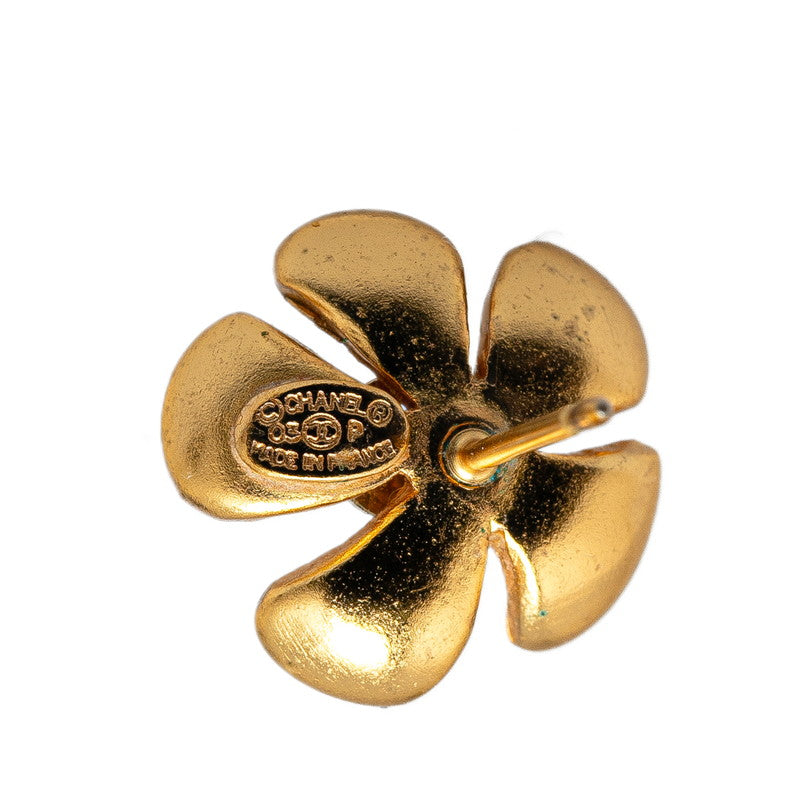 Chanel Gripoix Flower Stud Earrings Gold