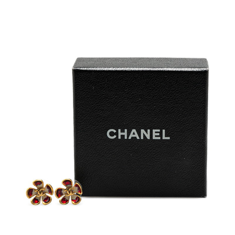 Chanel Gripoix Flower Stud Earrings Gold