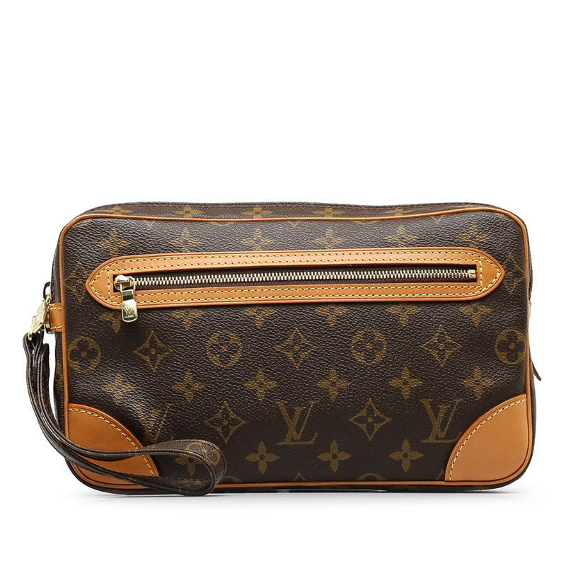 Louis Vuitton Monogram Marly Dragonne GM Clutch M51825 Brown PVC Leather in Very Good Condition