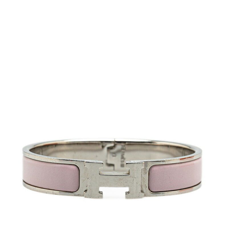 Hermes Click Clack H PM Bracelet Silver Pink