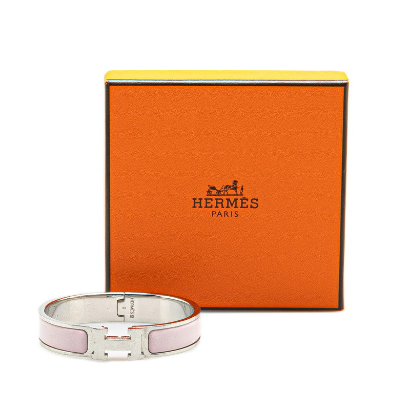 Hermes Click Clack H PM Bracelet Silver Pink